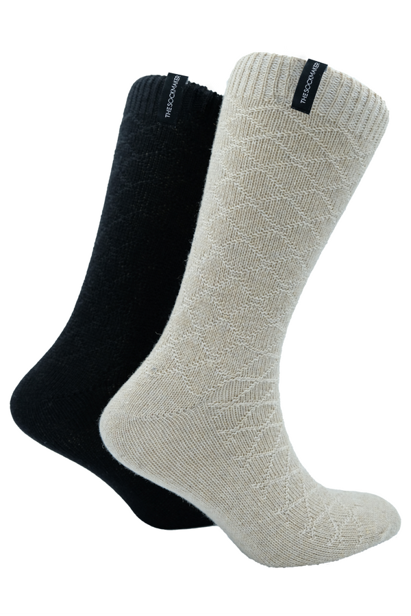 BOOT SOCKS LIGHT GREY/BLACK -RIBBED