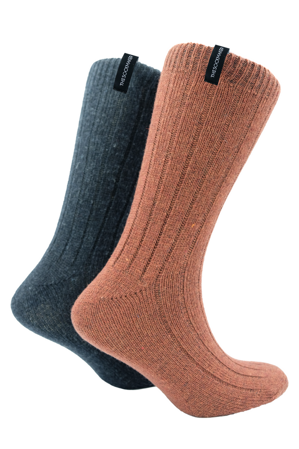 BOOT SOCKS RUST/CHARCOAL - RIBBED