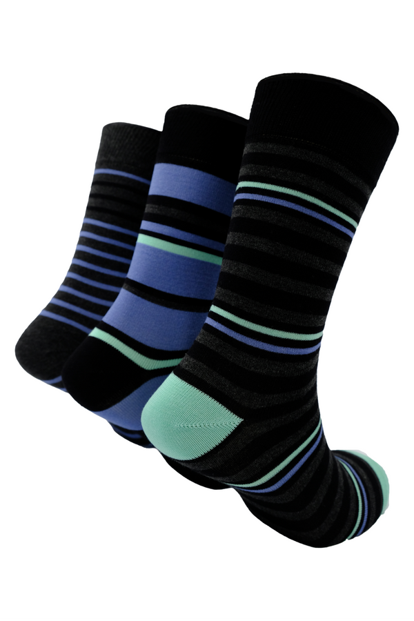 CHARCOAL WITH GREEN STRIPES