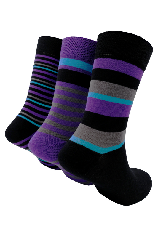 BLACK WITH PURPLE STRIPES